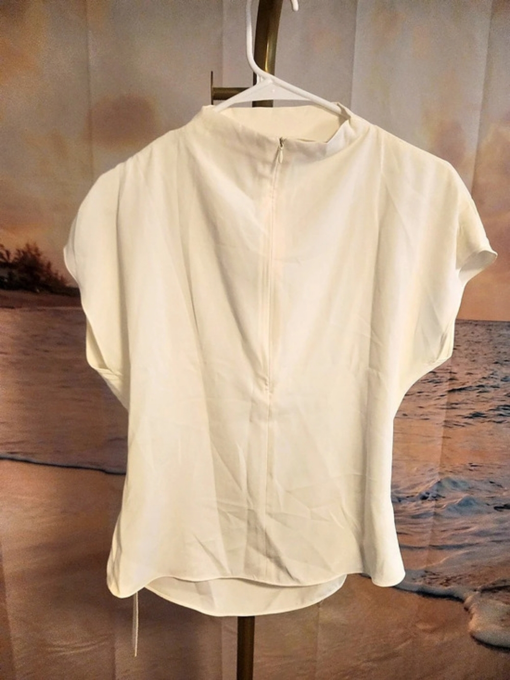 Commense Draped Short Sleeve Blouse in White Size Small NWT